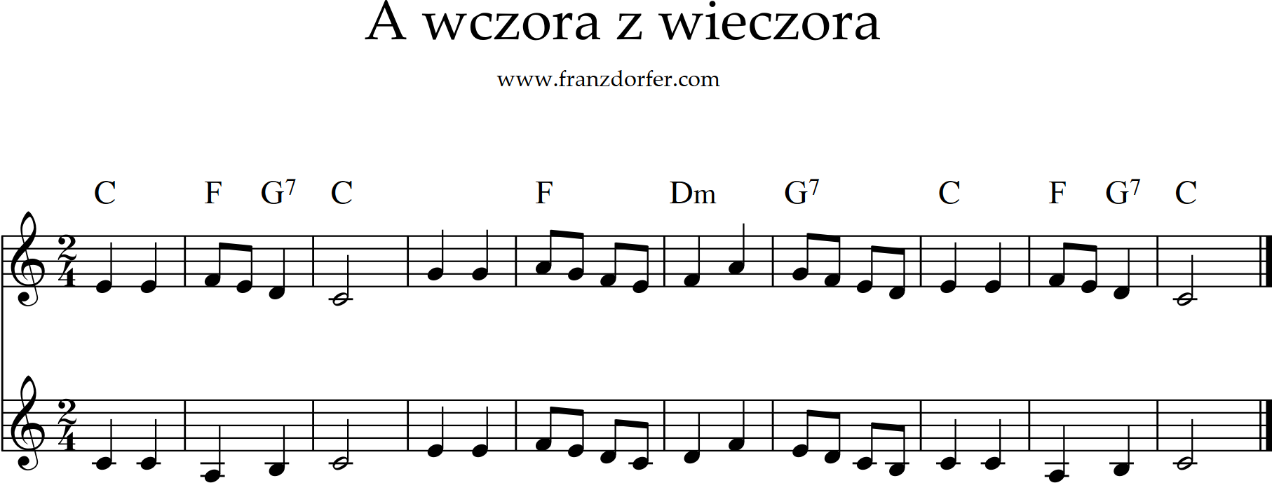 duo sheetmusic, a wczora z wieczora